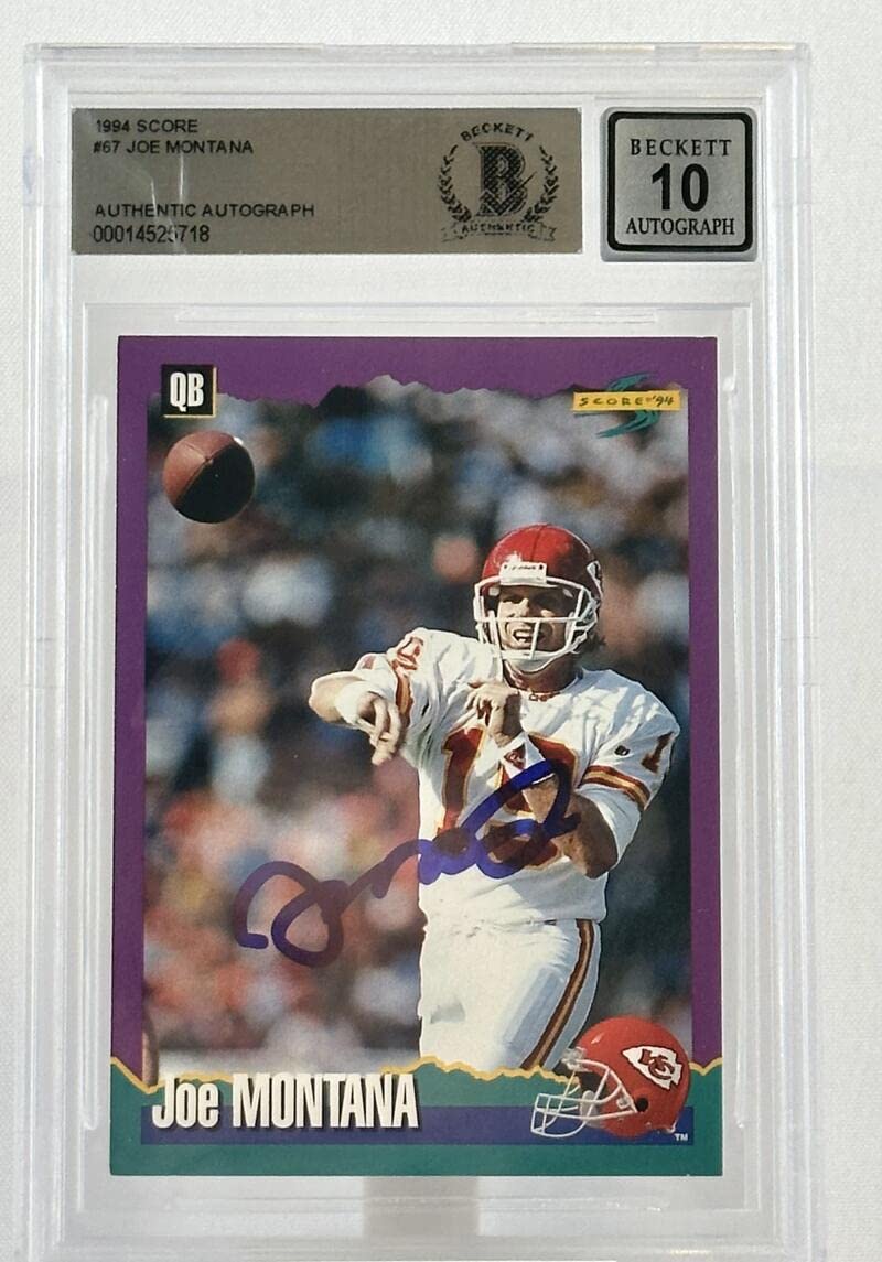 1994 Score #67 Joe Montana Auto Kansas City Chiefs BGS Autograph 10