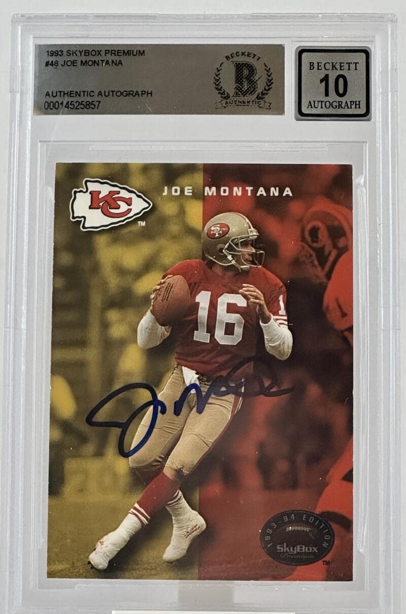1993 Skybox Premium #48 Joe Montana Auto San Francisco 49ers BGS Autograph 10