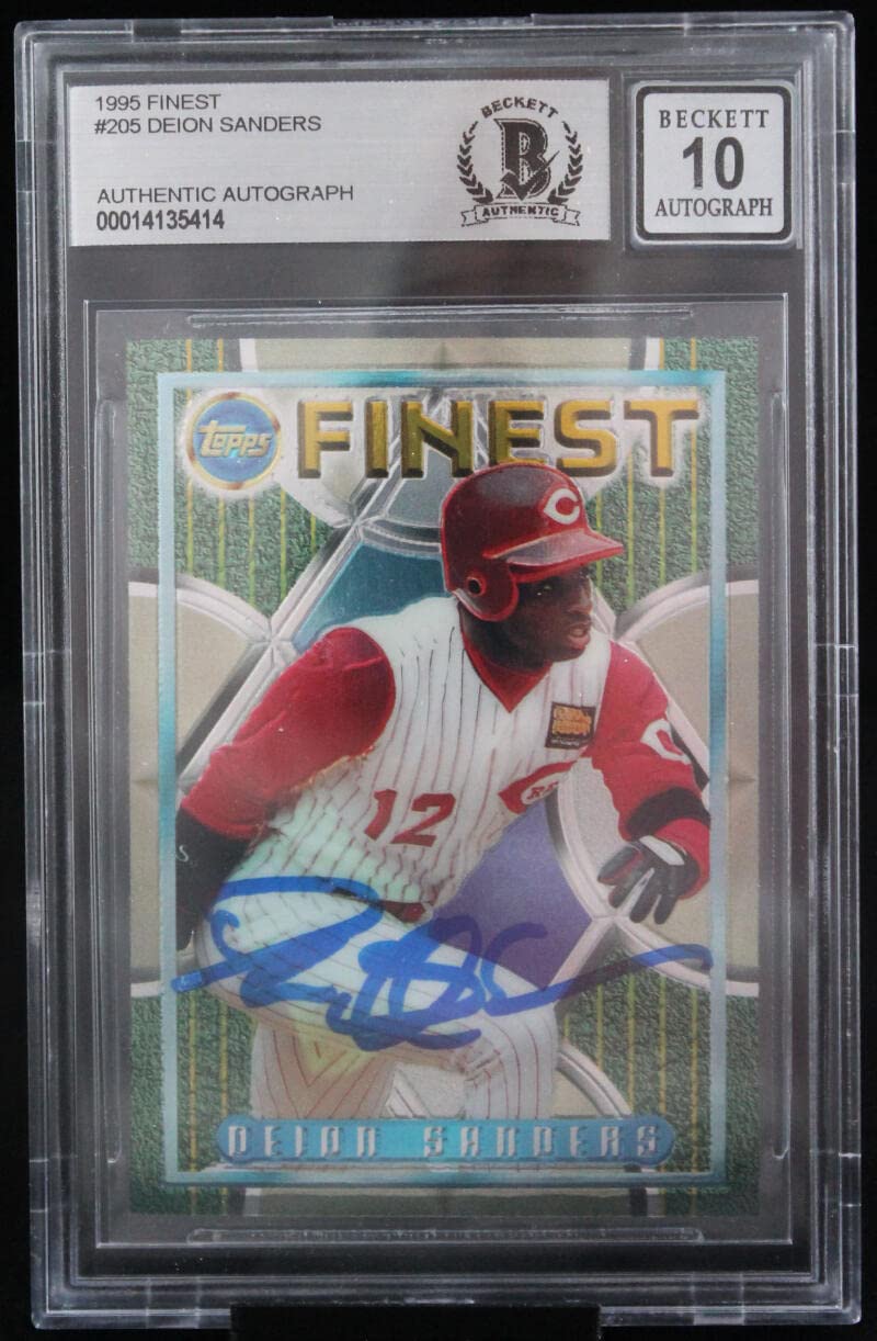 1995 Finest #205 Deion Sanders Cincinnati Reds BGS Autograph 10