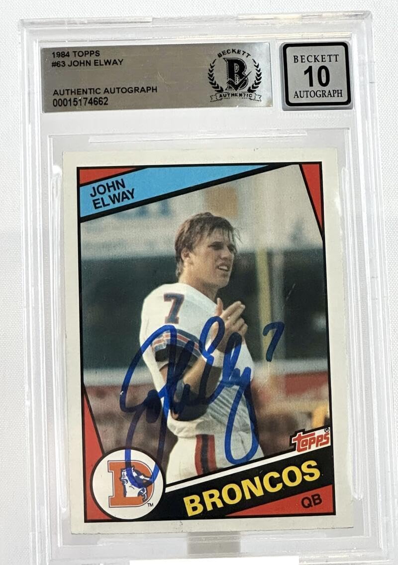 1984 Topps #63 John Elway Auto Denver Broncos BGS Autograph 10