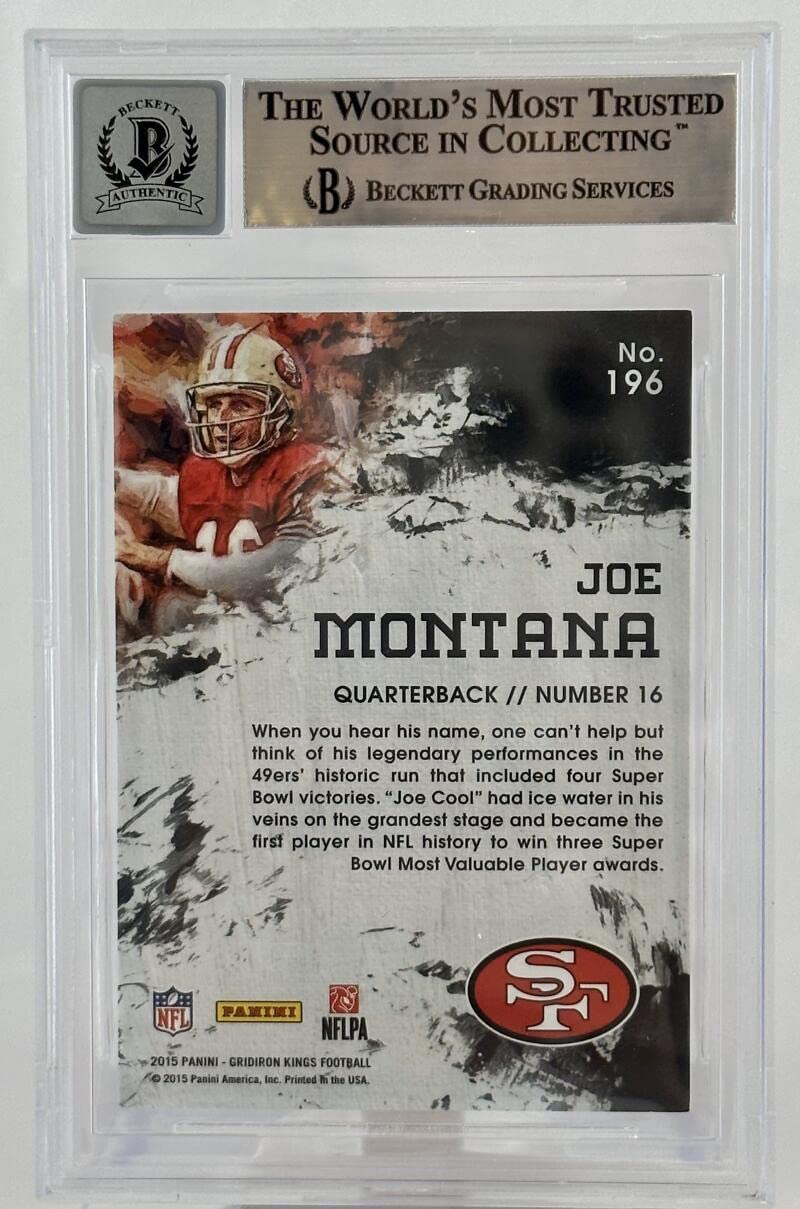 2015 Gridirons Kings Framed Red #196 Joe Montana Auto SF 49ers BGS Autograph 10