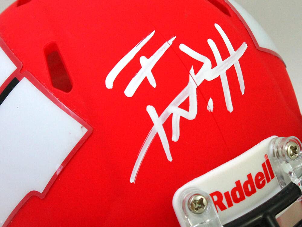 T.J. Watt Signed Wisconsin Badgers AMP Speed Mini Helmet- Beckett W Holo *White