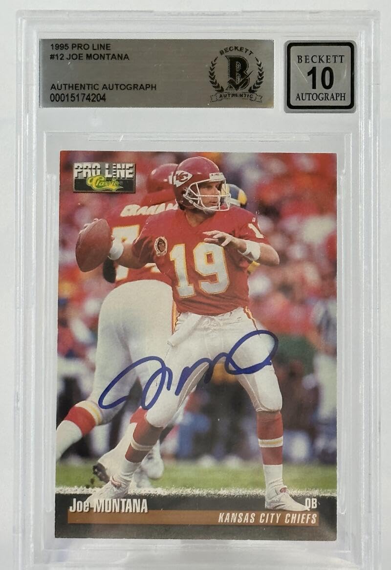 1995 Pro Line #12 Joe Montana Auto Kansas City Chiefs BGS Autograph 10