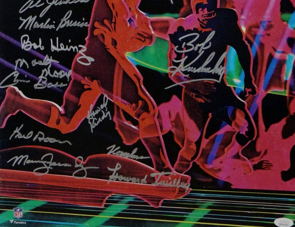 72 Dolphins Autographed 16x20 PF Super Bowl Poster w/ 20 Sigs JSA W Auth *Silver