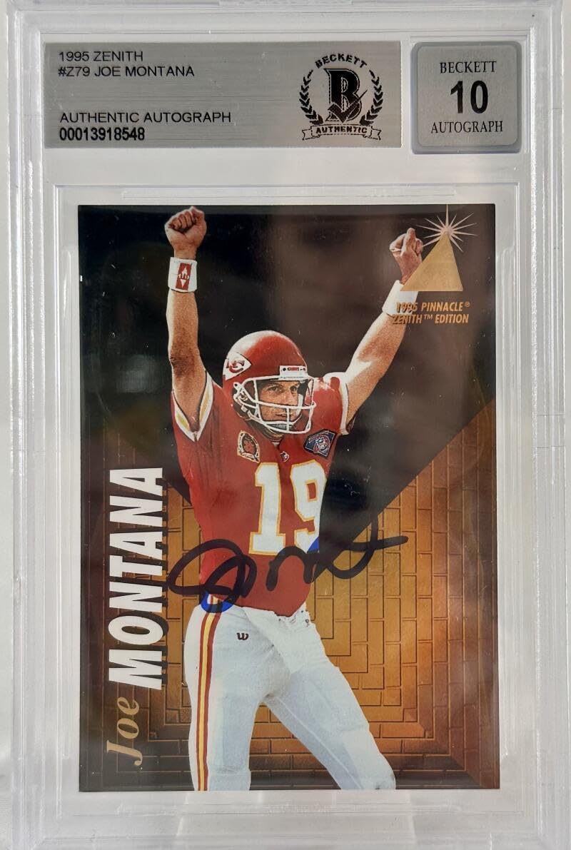 1995 Zenith #Z79 Joe Montana Auto Kansas City Chiefs BGS Autograph 10