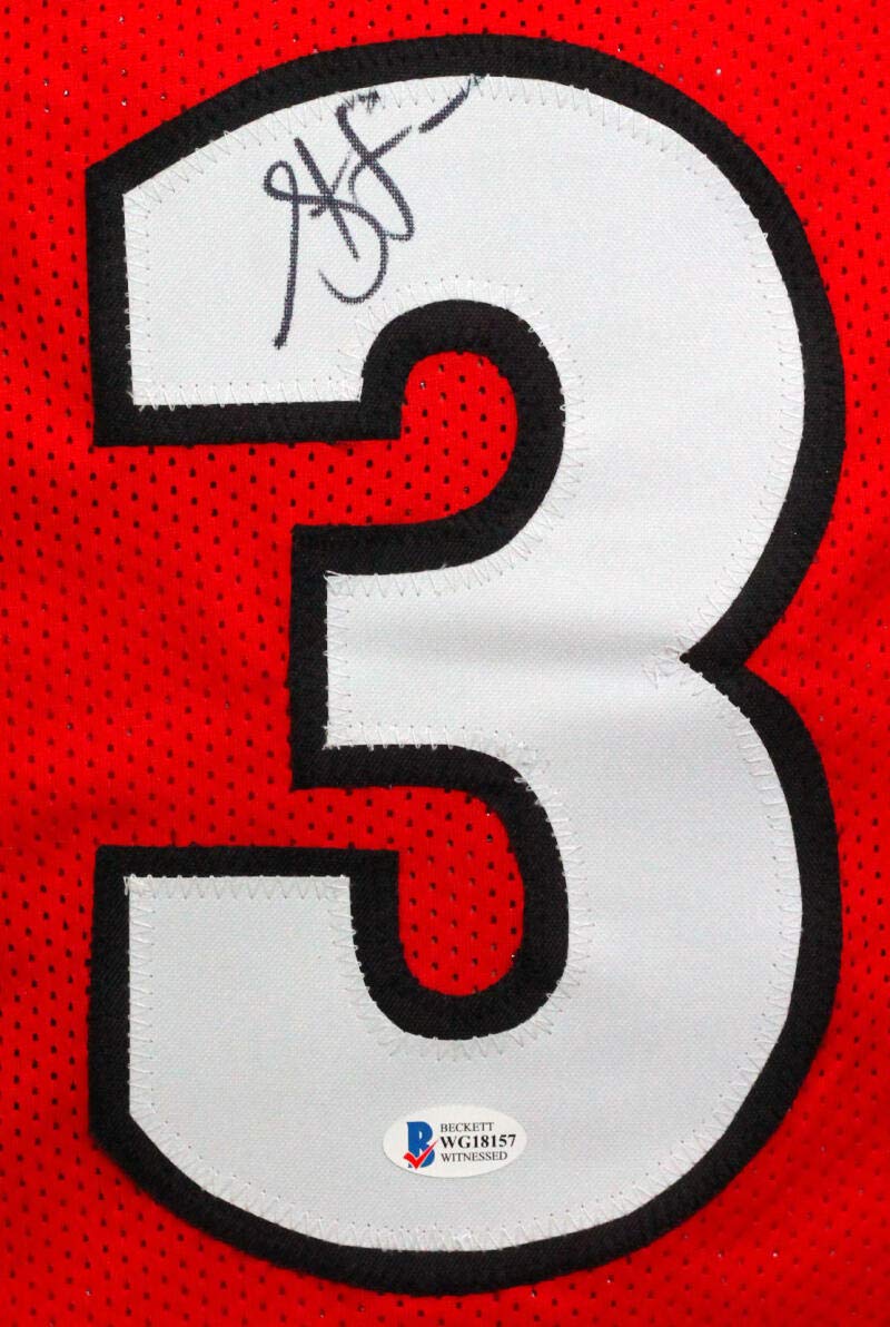 Steve Francis Autographed Red College Style Jersey- Beckett Witness *Black