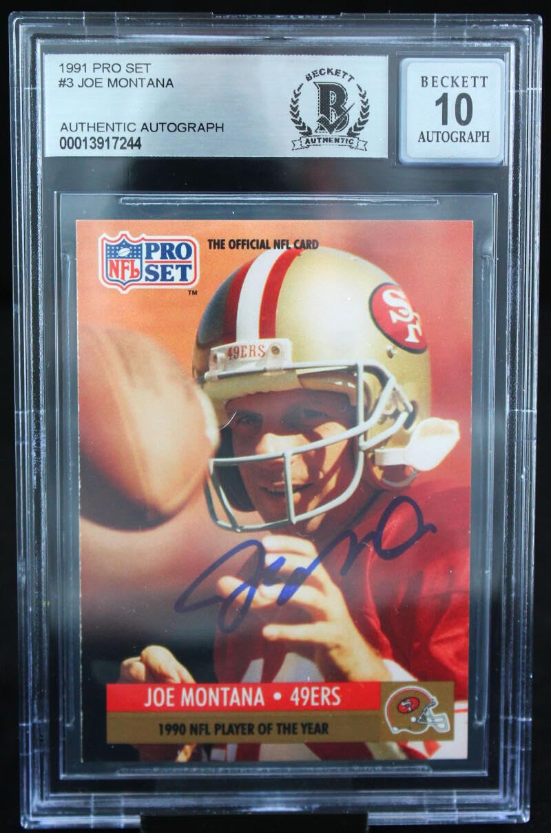 1991 Pro Set #3 Joe Montana Auto San Francisco 49ers BGS Autograph 10
