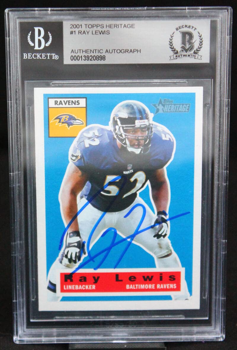 2001 Topps Heritage #1 Ray Lewis Baltimore Ravens BGS Autograph 10