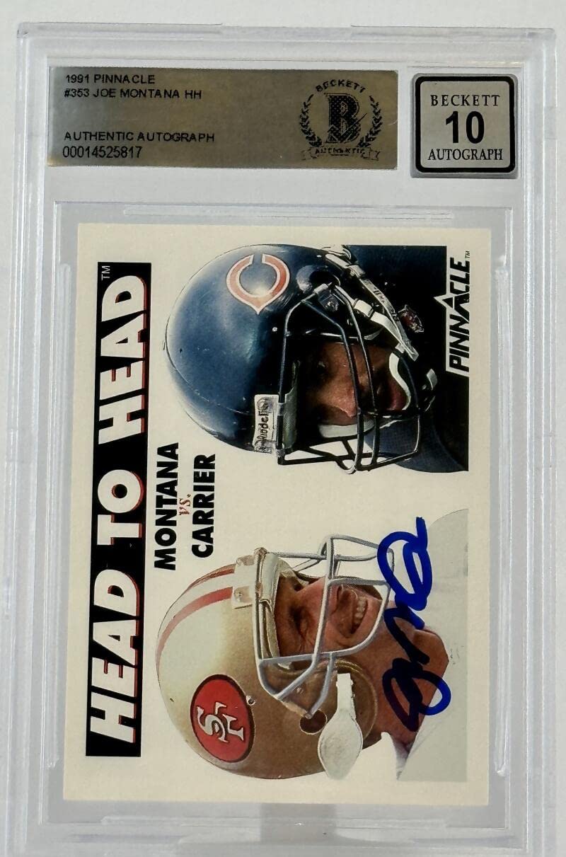 1991 Pinnacle Head to Head #353 Joe Montana Auto SF 49ers BGS Autograph 10