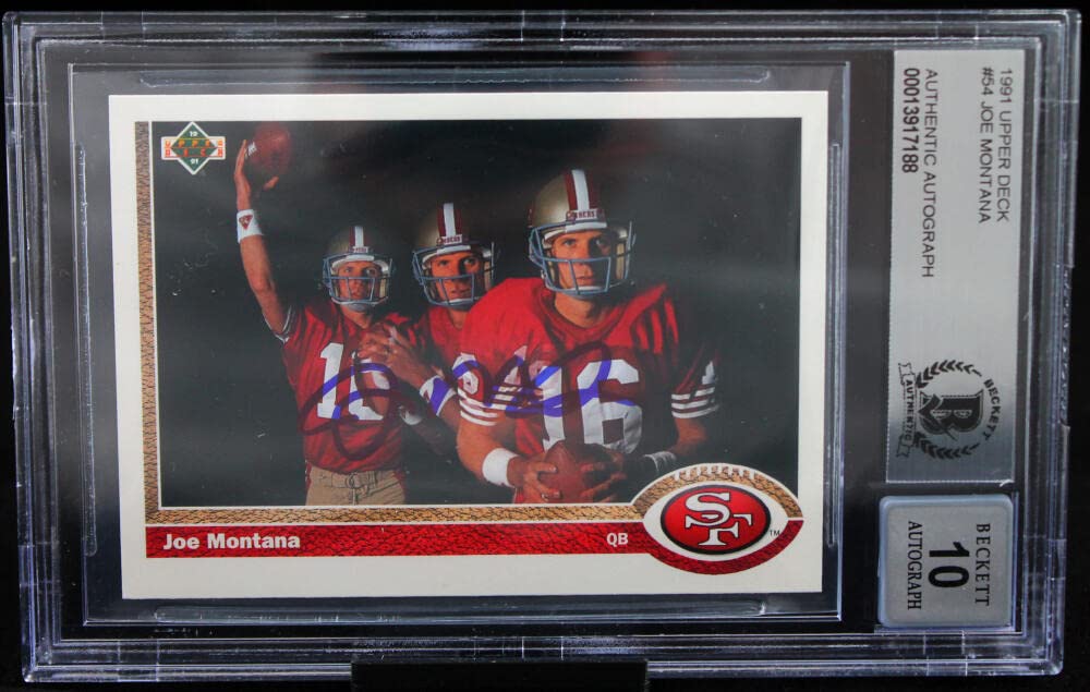 1991 Upper Deck #54 Joe Montana Auto San Francisco 49ers BGS Autograph 10