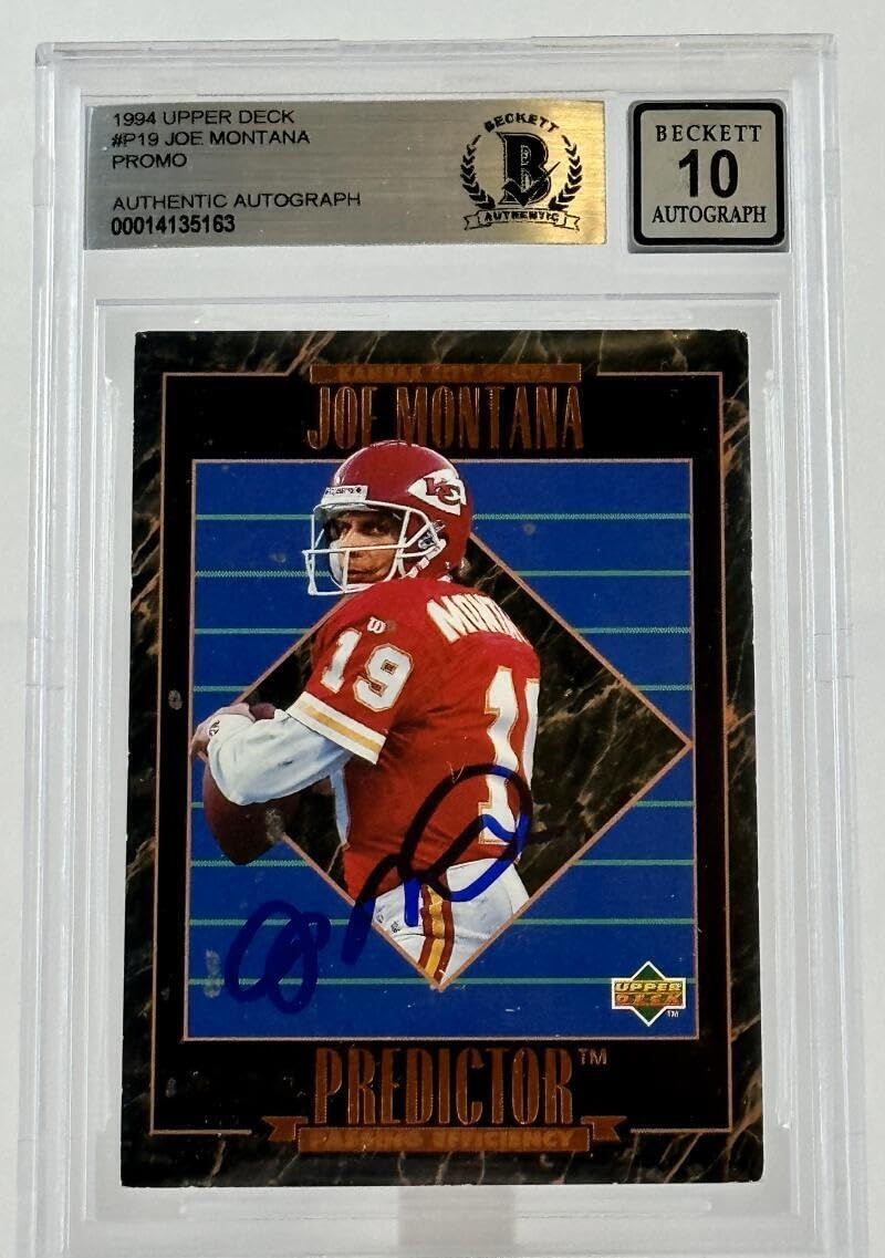 1994 Upper Deck Predictor Promo #P19 Joe Montana Auto KC Chiefs BGS Autograph 10
