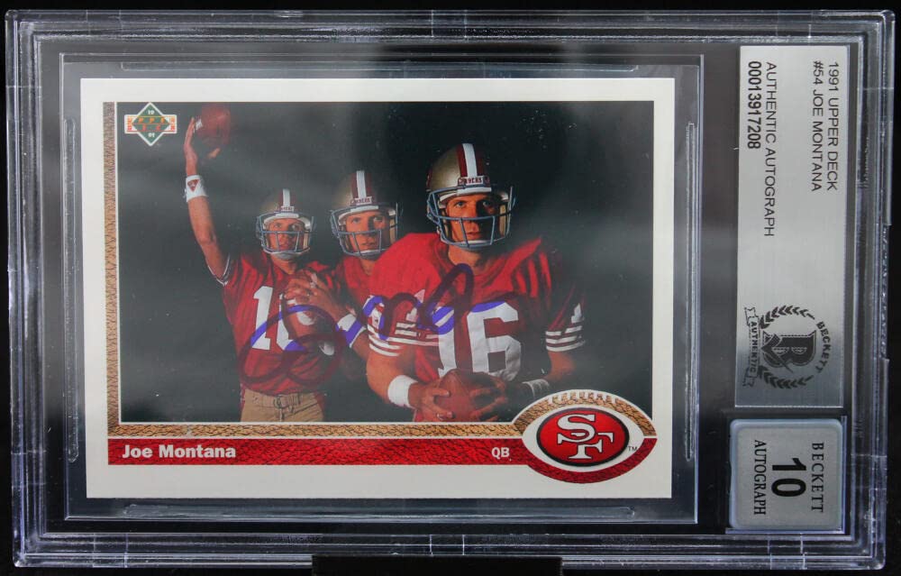 1991 Upper Deck #54 Joe Montana Auto San Francisco 49ers BGS Autograph 10