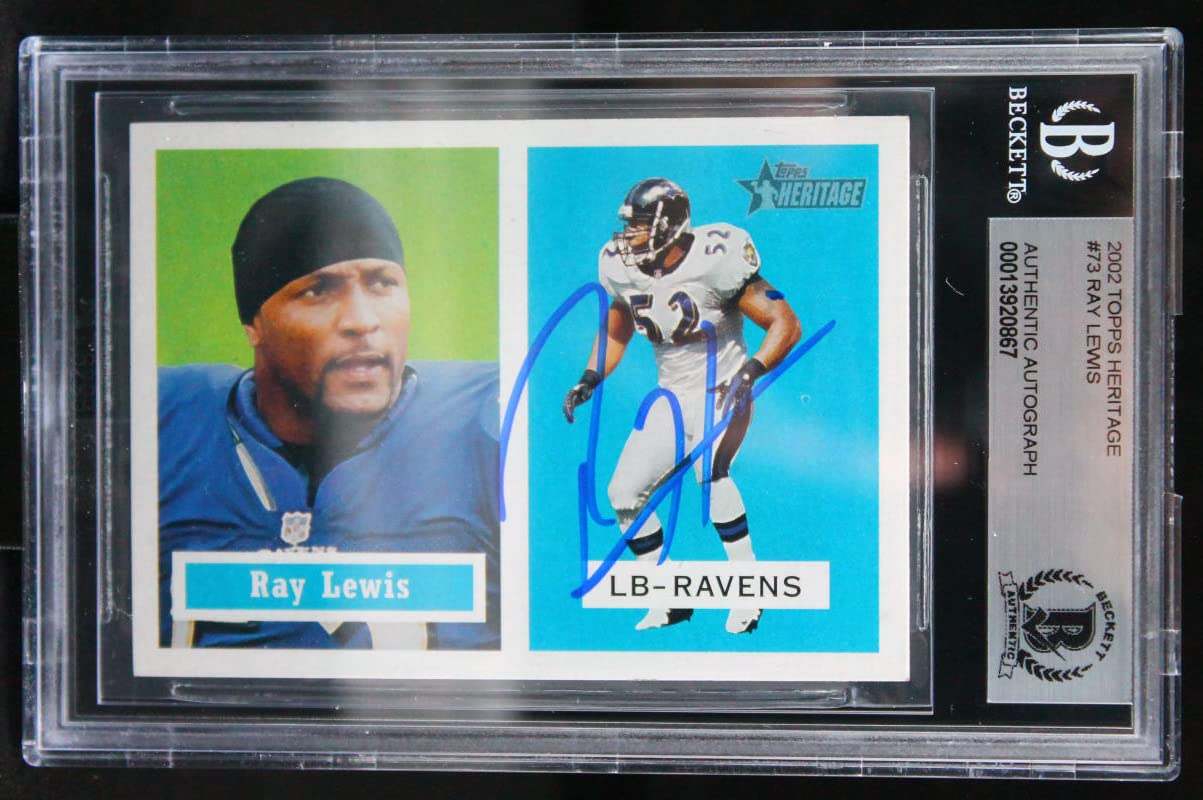 2002 Topps Heritage #73 Ray Lewis Auto Baltimore Ravens BGS Autograph 10