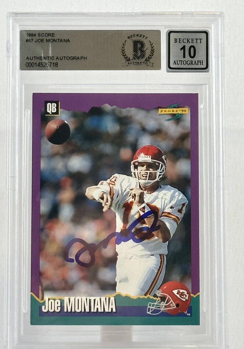 1994 Score #67 Joe Montana Auto Kansas City Chiefs BGS Autograph 10