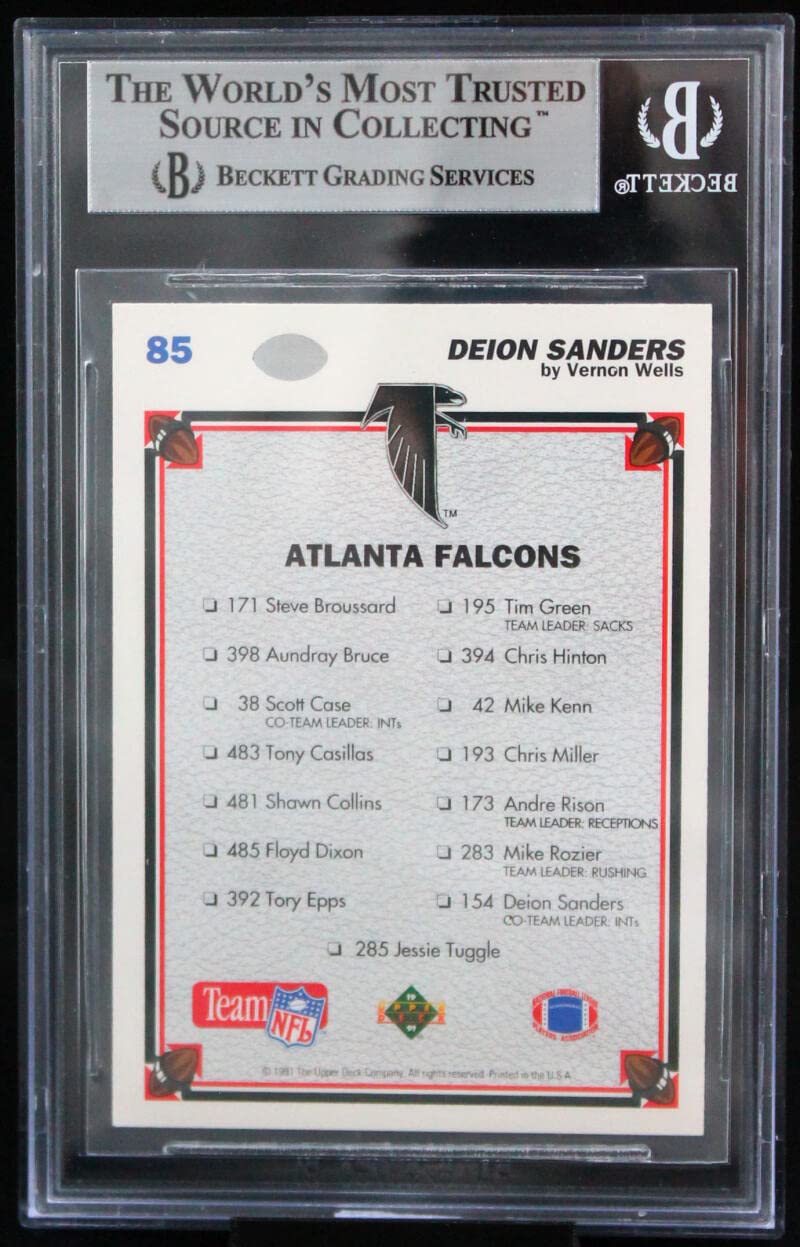 1991 Upper Deck #85 Deion Sanders Auto Atlanta Falcons Autograph Beckett Auth