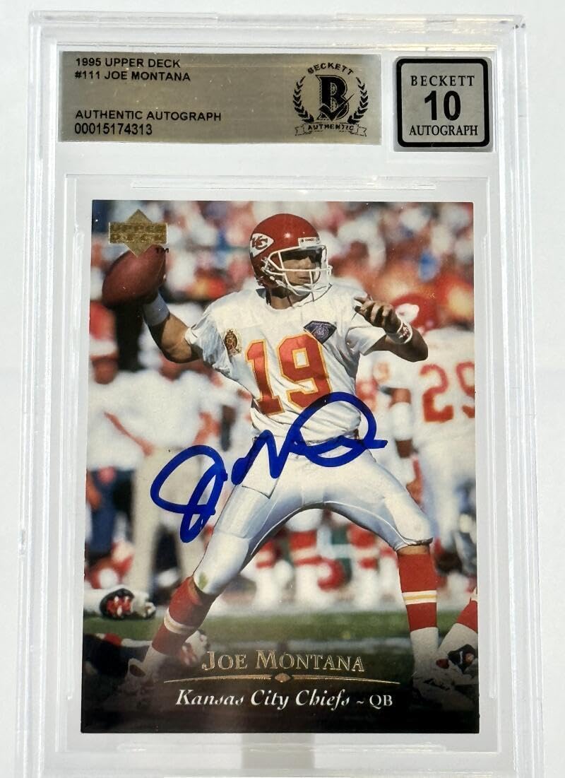 1995 Upper Deck #111 Joe Montana Auto Kansas City Chiefs BGS Autograph 10