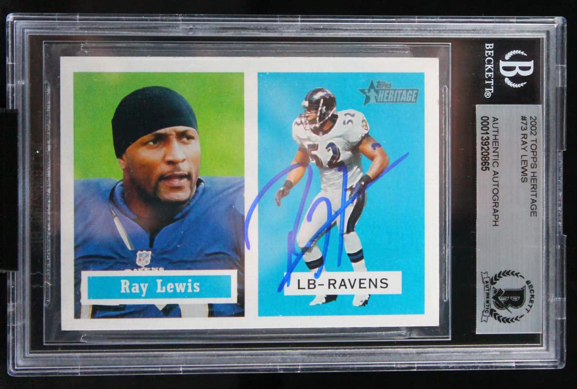 2002 Topps Heritage #73 Ray Lewis Auto Baltimore Ravens BGS Autograph 10
