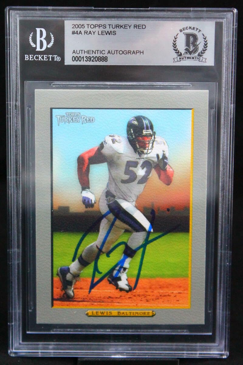 2005 Topps Turkey Red #4A Ray Lewis Baltimore Ravens BGS Autograph 10
