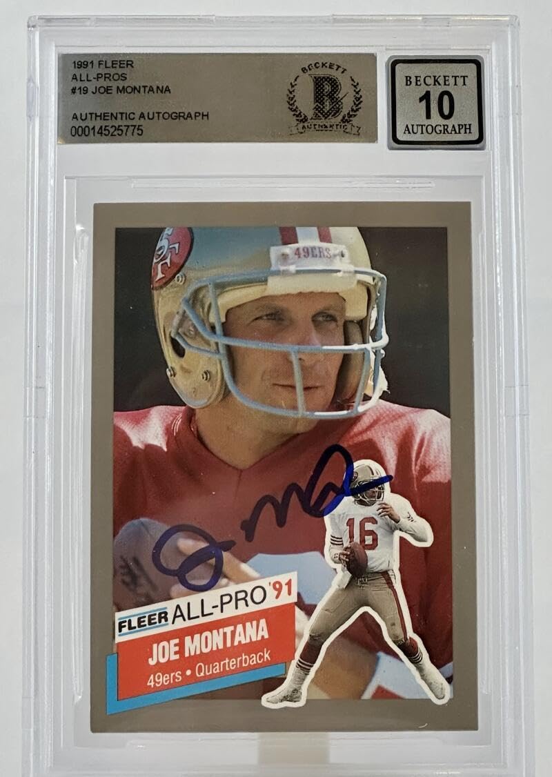 1991 Fleer All-Pros #19 Joe Montana Auto San Francisco 49ers BGS Autograph 10