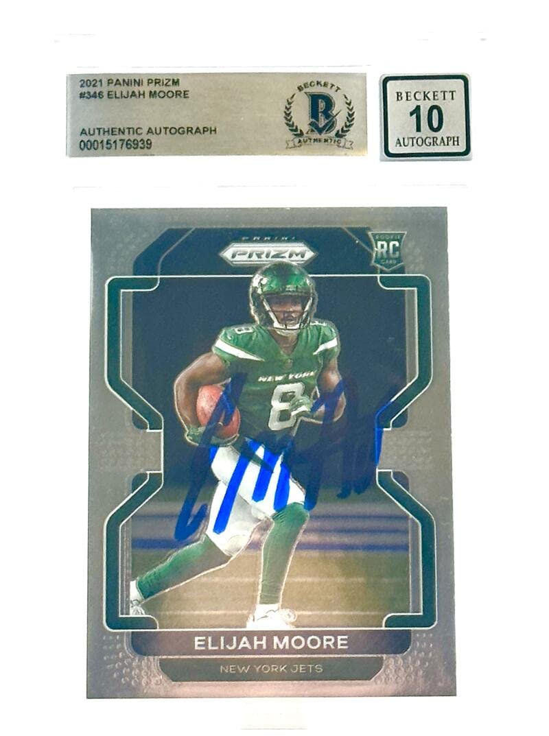 2021 Panini Prizm #346 Elijah Moore Auto New York Jets BGS Autograph 10