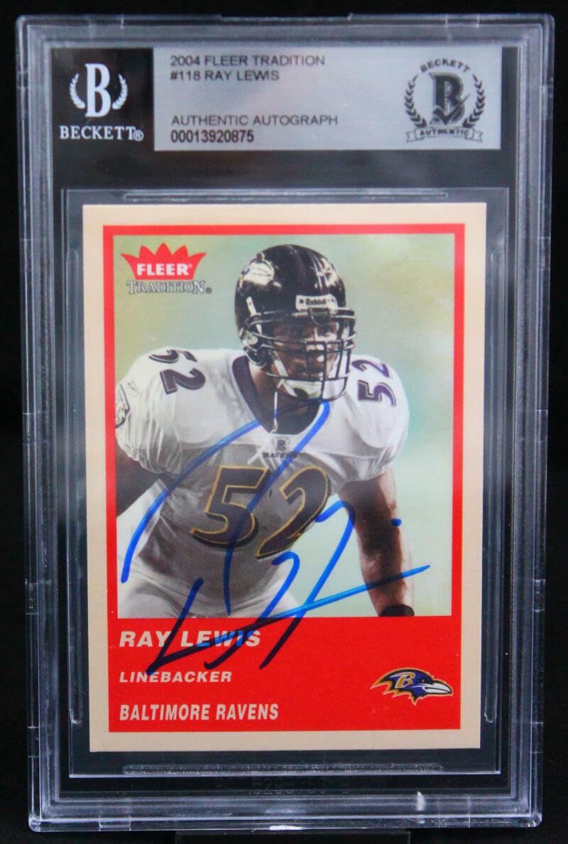 2004 Fleer Tradition #118 Ray Lewis Ravens BGS Autograph 10