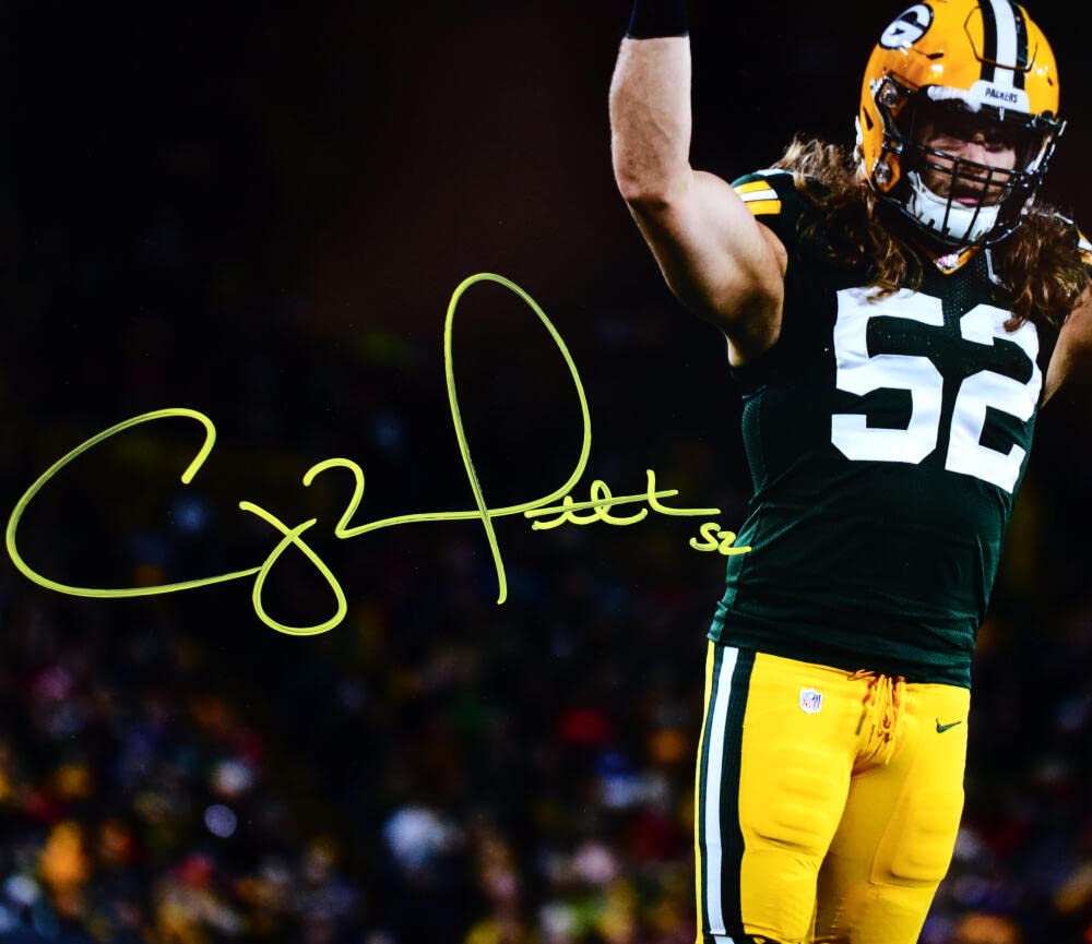 Clay Matthews Autographed Green Bay Packers 16x20 Arms Up Photo - JSA W *Yellow