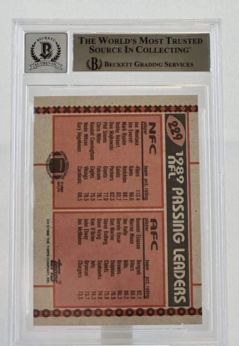 1990 Topps #229A Joe Montana Boomer Esiason Dual Signed BGS Autograph 10