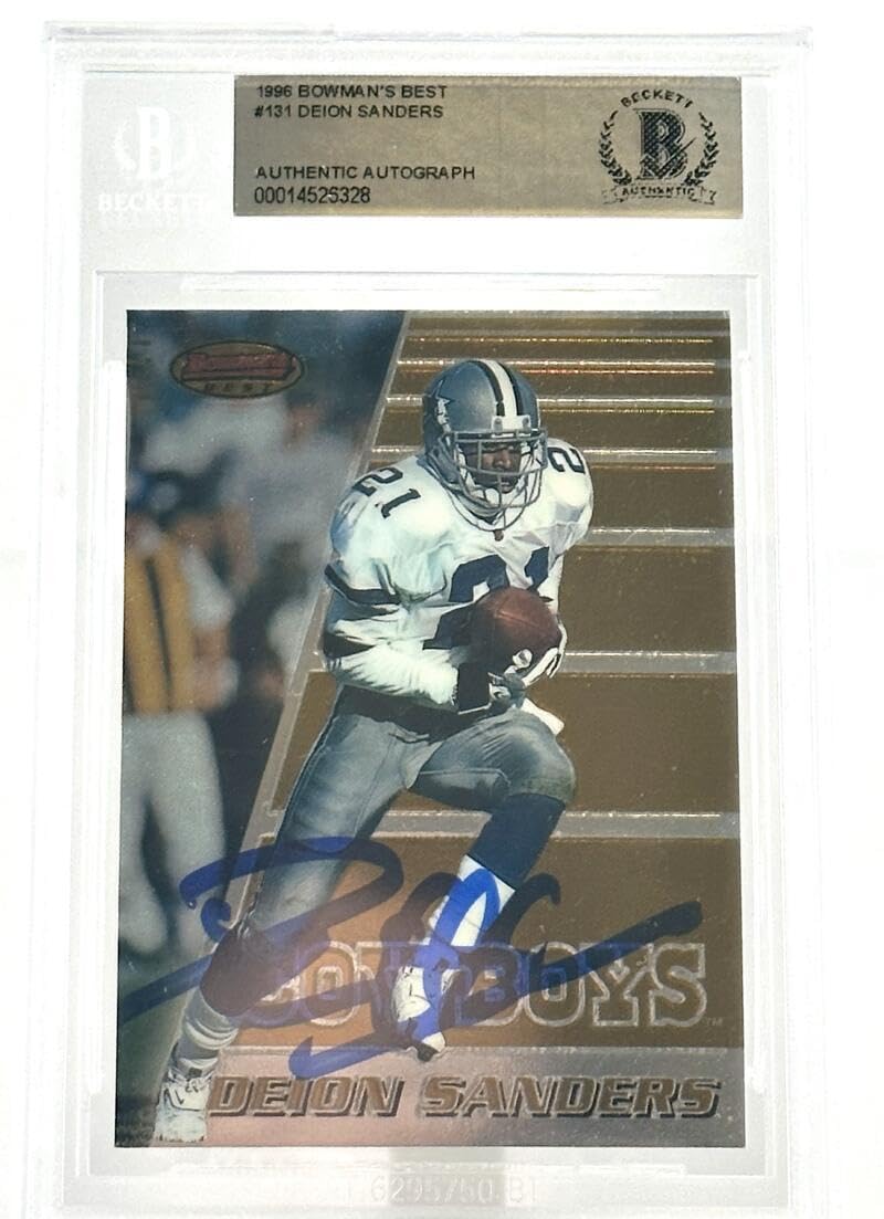 1996 Bowman's Best #131 Deion Sanders Dallas Cowboys Autograph Beckett Authentic