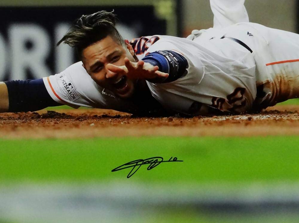 Yuli Gurriel Autographed Houston Astros 16X20 PF Sliding - JSA W Auth *Black