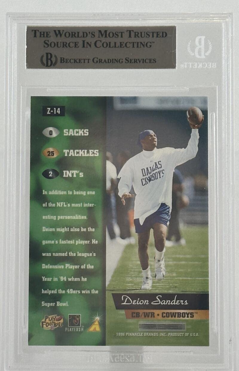 1996 Pinnacle Zenith #14 Deion Sanders Dallas Cowboys Autograph Beckett Auth