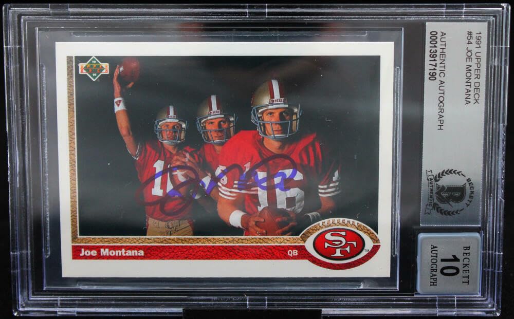 1991 Upper Deck #54 Joe Montana Auto San Francisco 49ers BGS Autograph 10