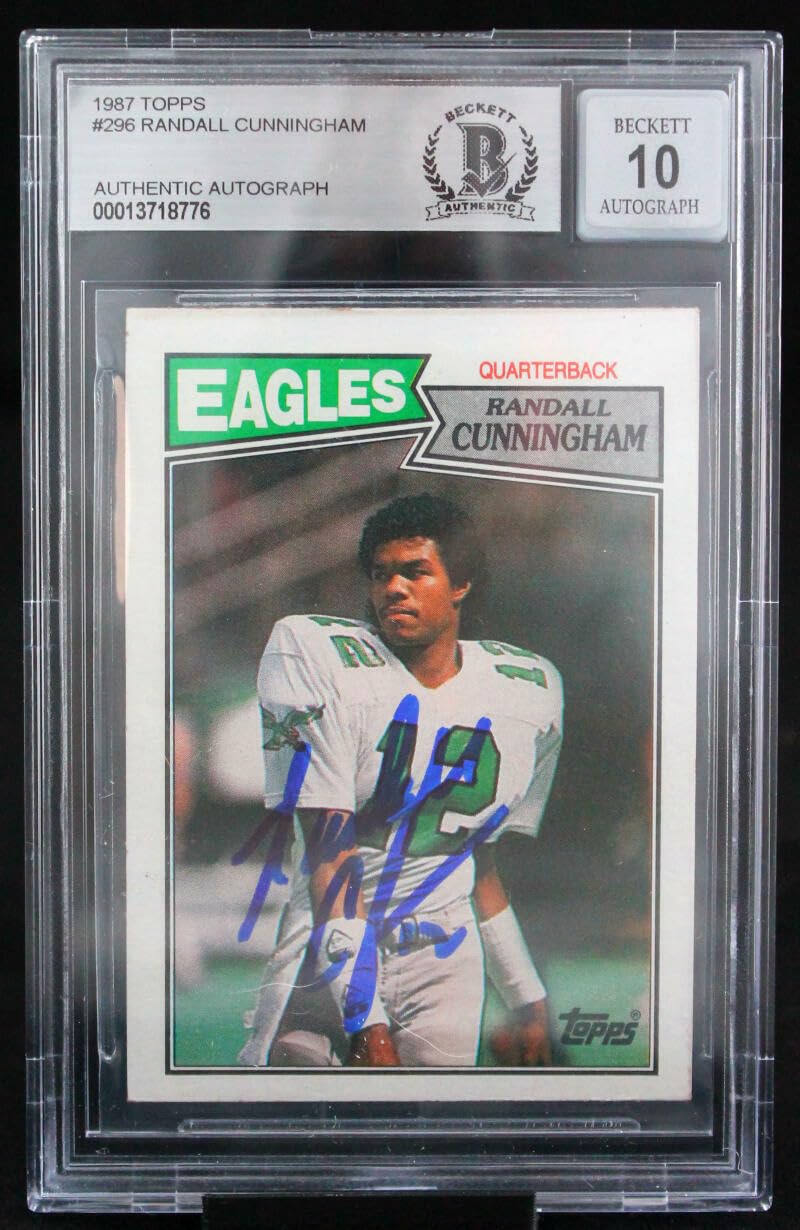 1987 Topps #296 Randall Cunningham Philadelphia Eagles BGS Autograph 10