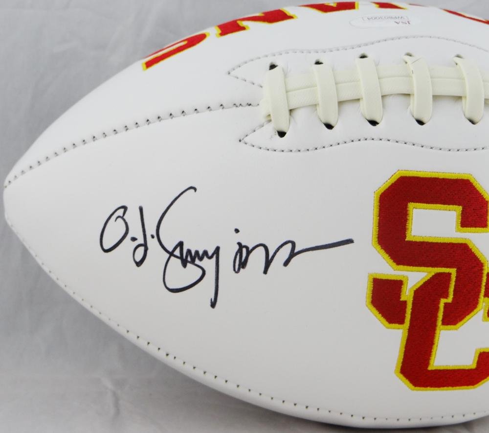 O. J. Simpson Autographed Trojans Logo Football w/Heisman-JSA W *Black