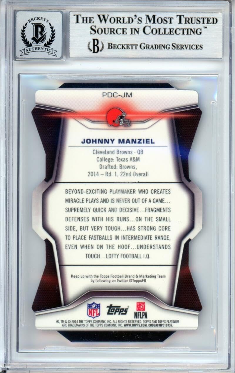 2014 Topps Platinum Die Cut #PDCJM Johnny Manziel RC Cleveland Browns BGS Auto