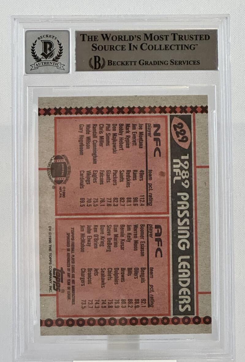 1990 Topps #229A Joe Montana Boomer Esiason Dual Signed BGS Autograph 10