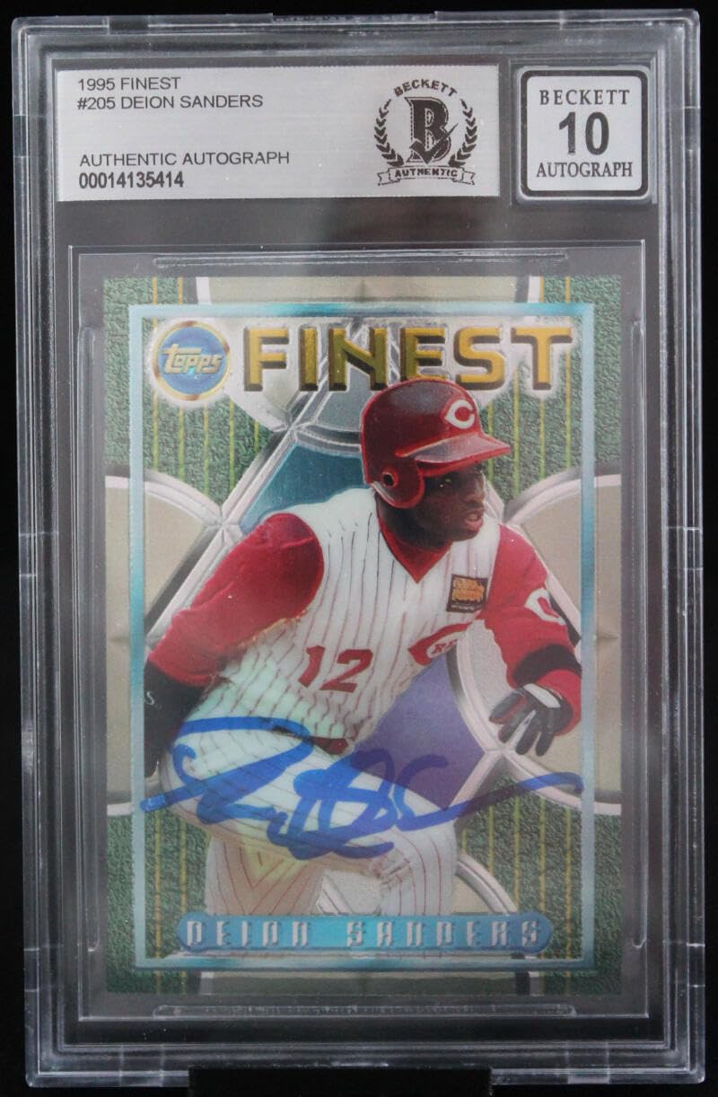 1995 Finest #205 Deion Sanders Cincinnati Reds BGS Autograph 10