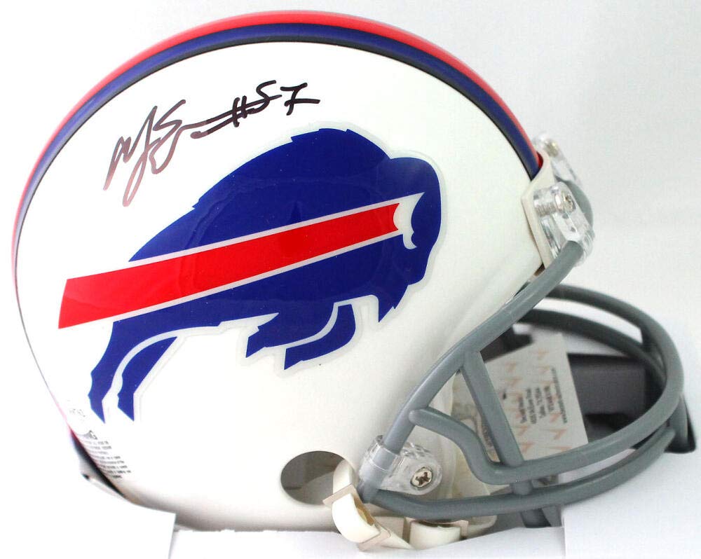 AJ Epenesa Autographed Buffalo Bills Mini Helmet - Beckett W Auth *Black