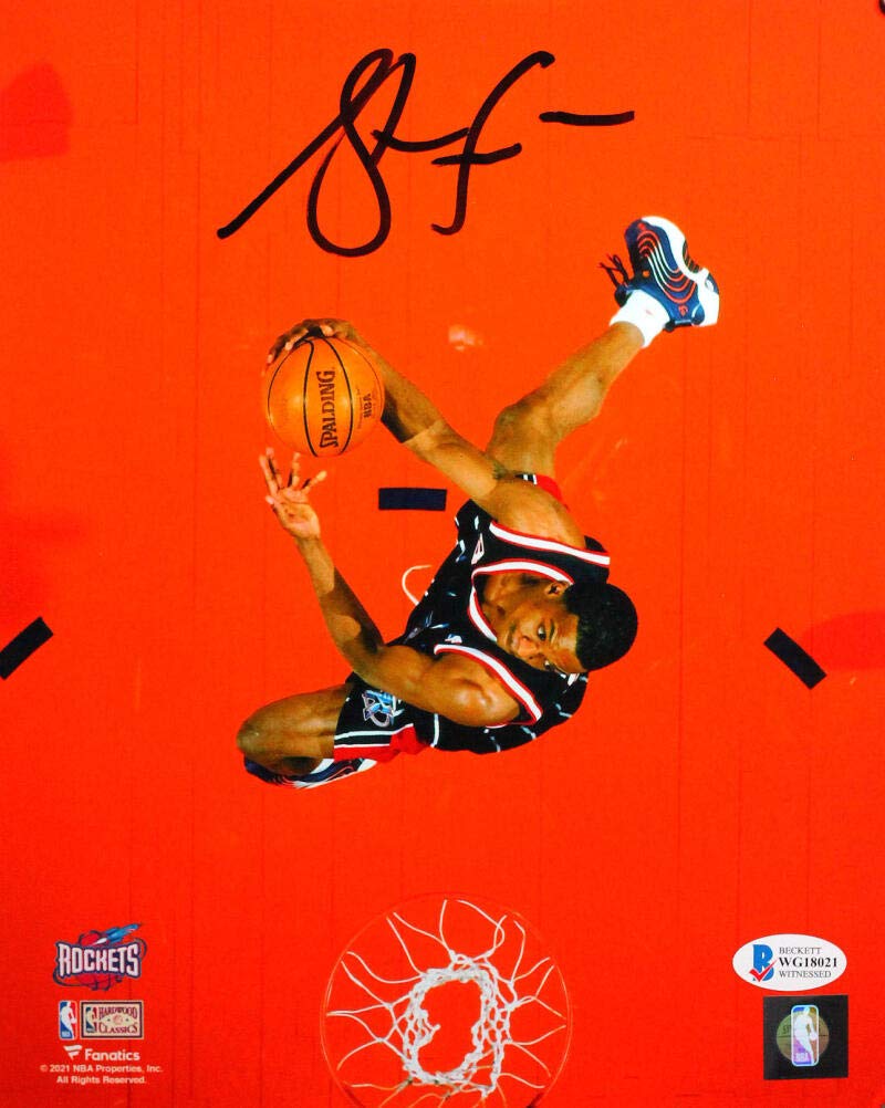 Steve Francis Autographed Rockets 8x10 From Above FP Photo- Beckett Witness *Blk