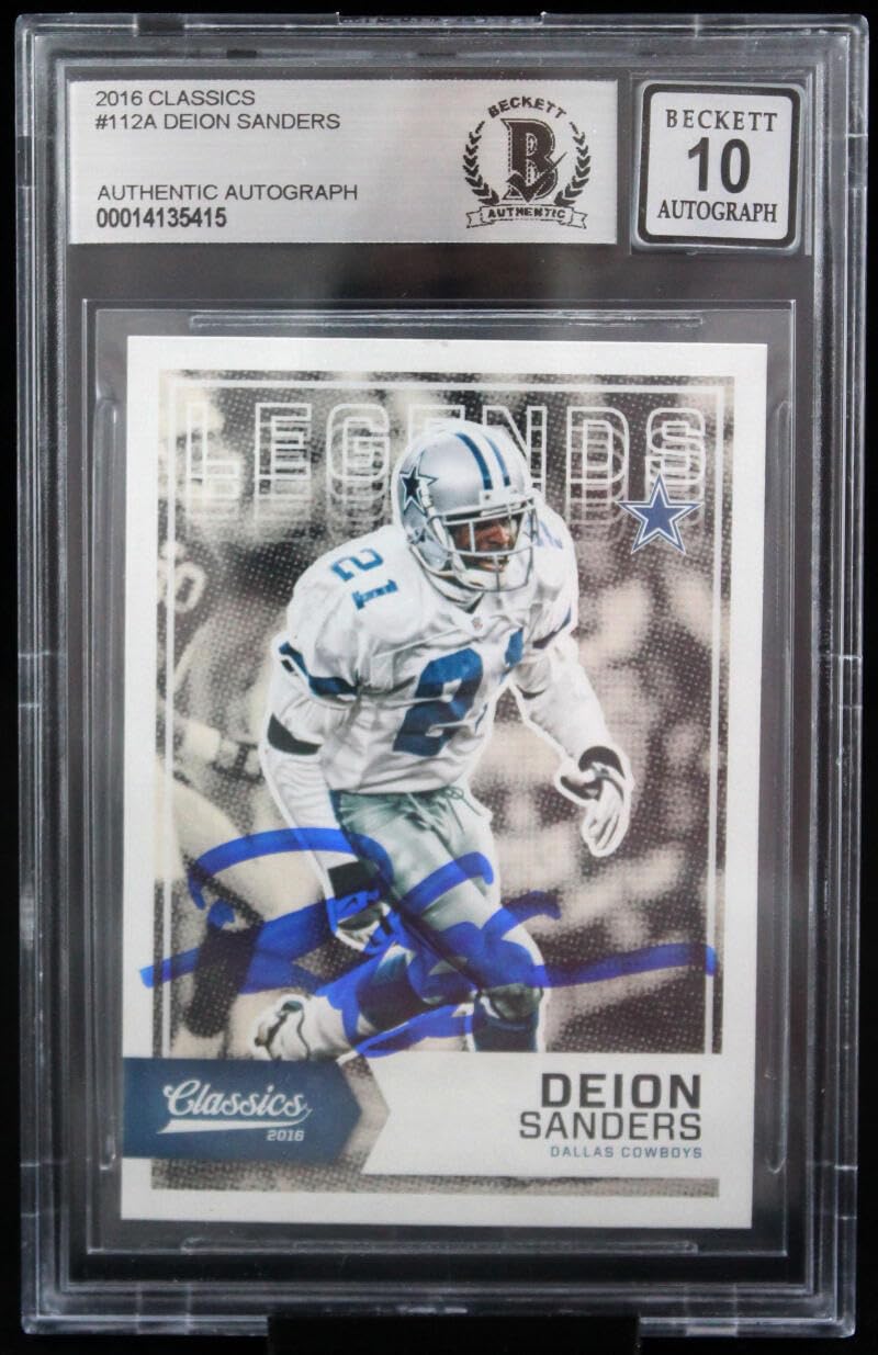 2016 Classics #112A Deion Sanders Dallas Cowboys BGS Autograph 10
