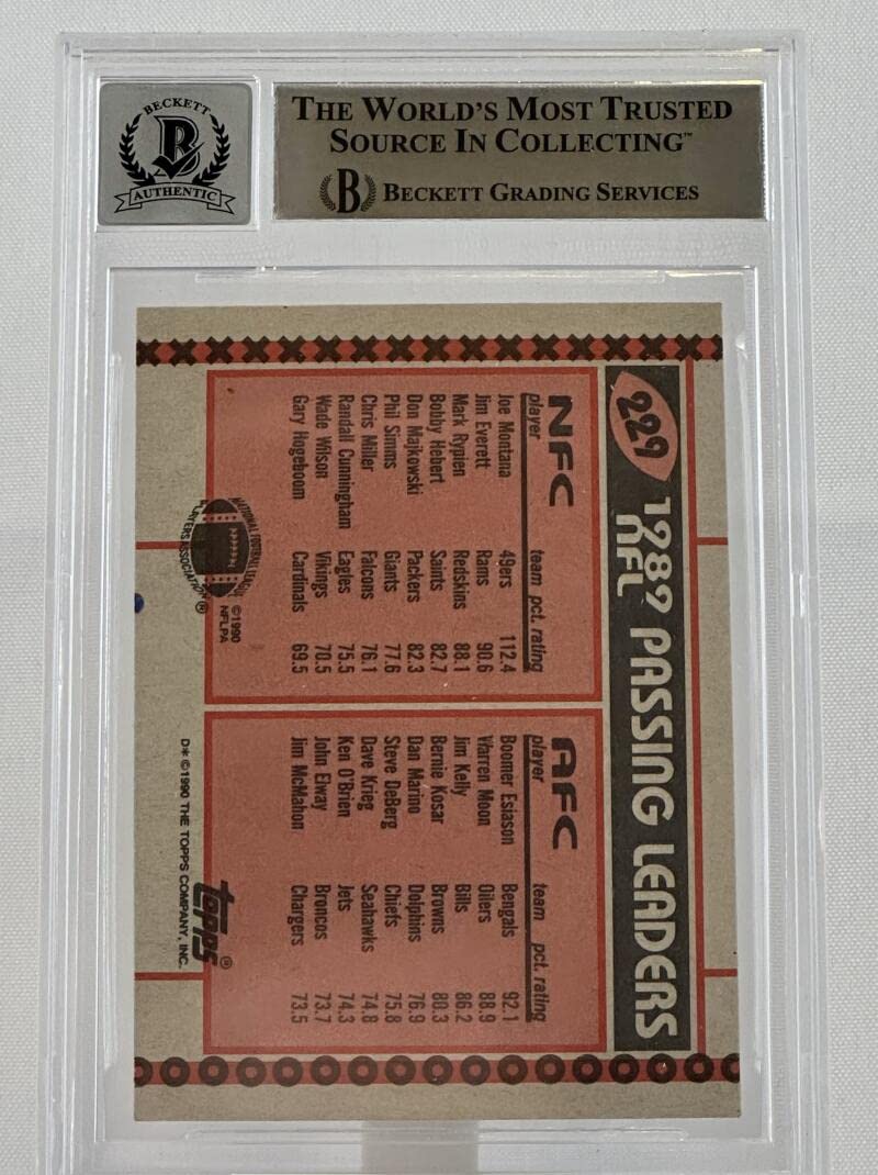 1990 Topps #229A Joe Montana Boomer Esiason Dual Signed BGS Autograph 10