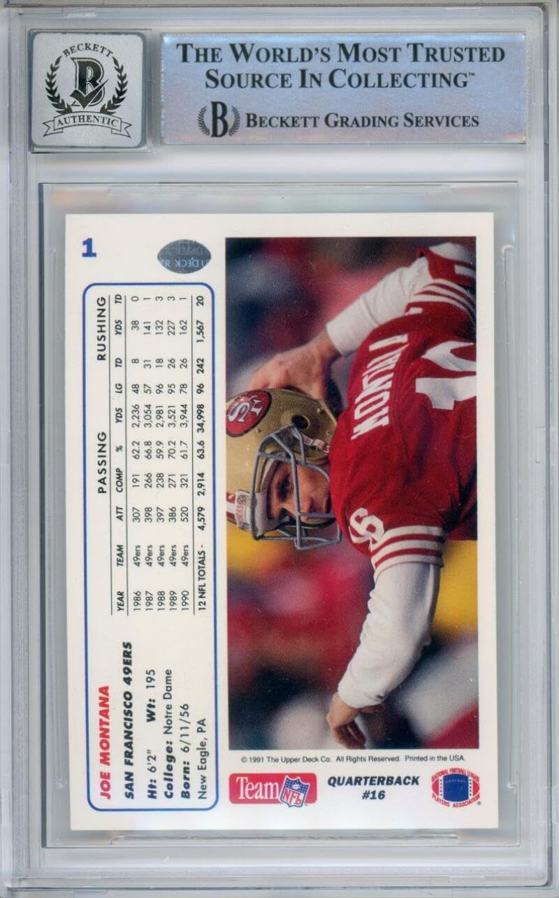 1991 Upper Deck Promos #1P Joe Montana Auto San Francisco 49ers BGS Autograph 10