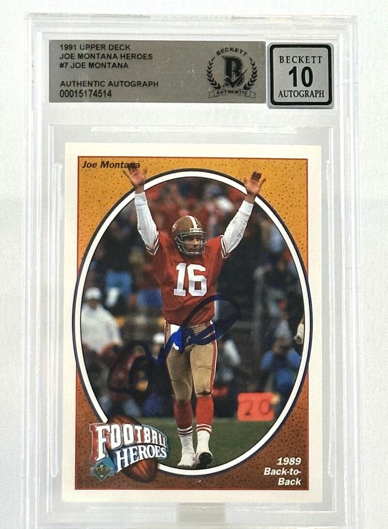1991 Upper Deck Football Heroes #7 Joe Montana SF 49ers BGS Autograph 10