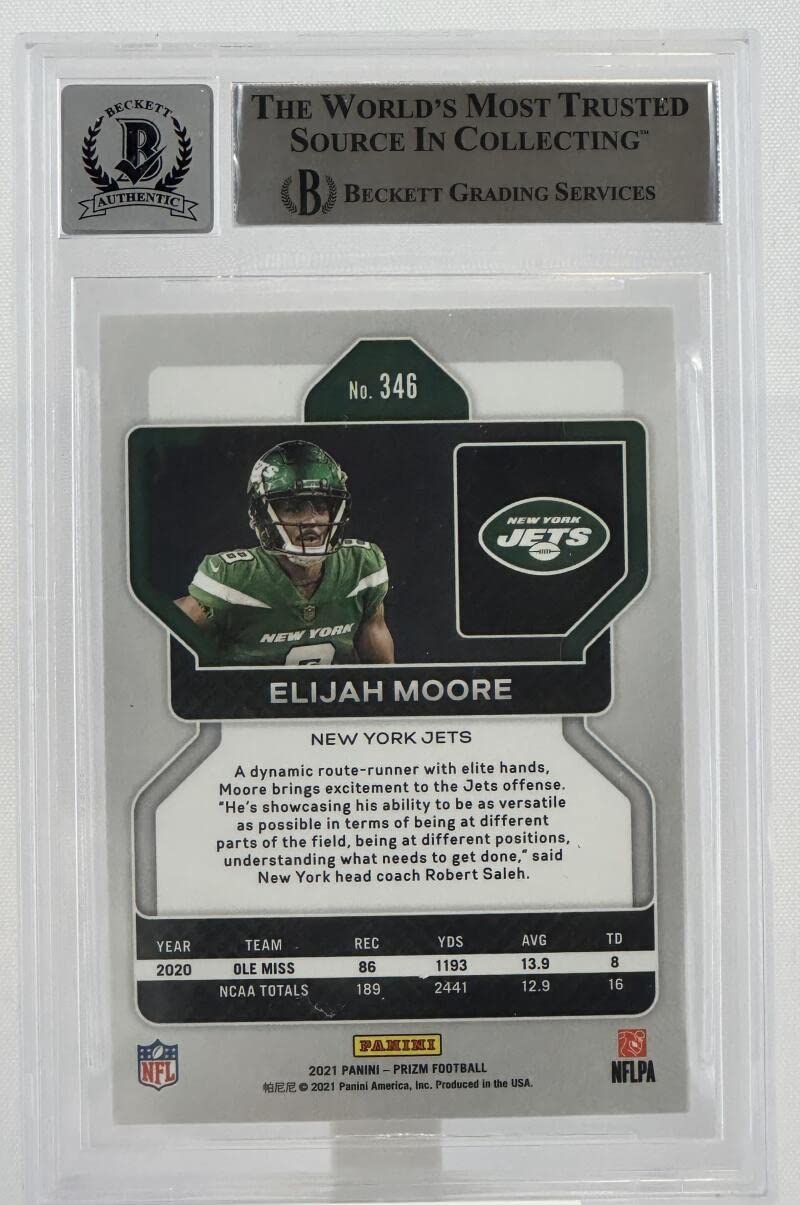 2021 Panini Prizm #346 Elijah Moore Auto New York Jets BGS Autograph 10