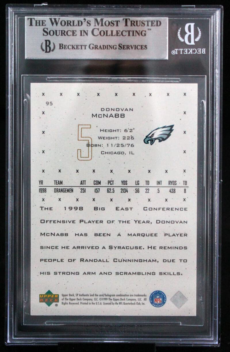 1999 SP Authentic #95 Donovan McNabb Eagles BGS Autograph 10