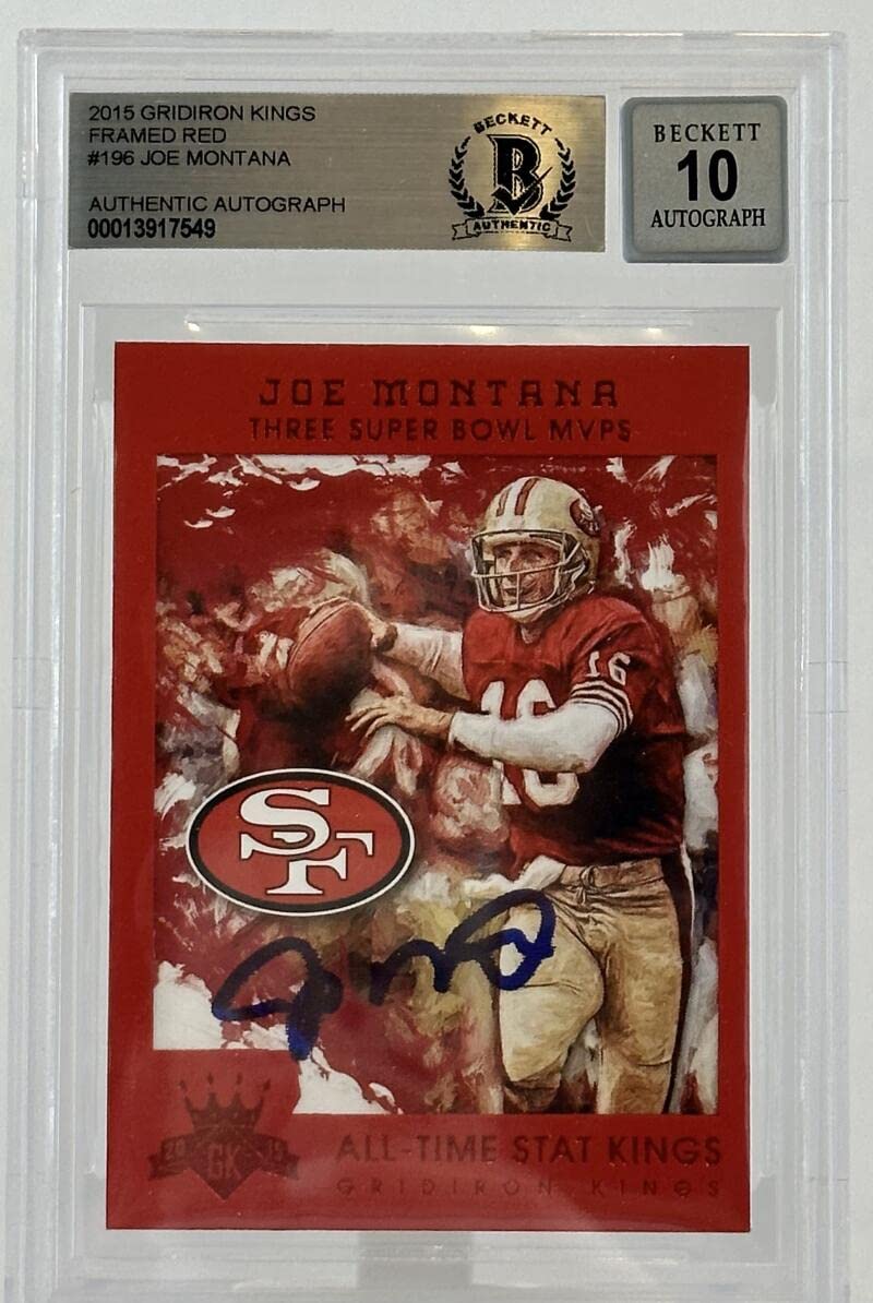 2015 Gridirons Kings Framed Red #196 Joe Montana Auto SF 49ers BGS Autograph 10
