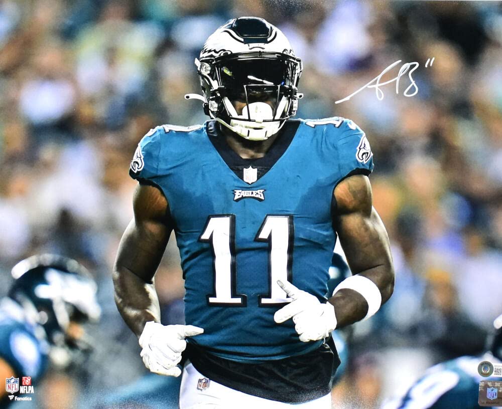 A.J. Brown Autographed Philadelphia Eagles 16x20 Close Up Photo- Beckett W Holo