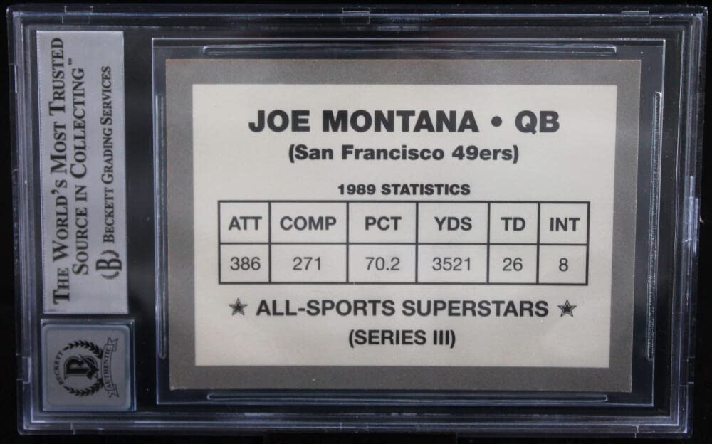 1989-90 All-Sport Superstars #SERIES 3 Joe Montana SF 49ers BGS Autograph 10