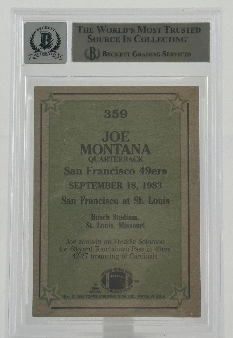 1984 Topps #359 Instant Replay Joe Montana Auto SF 49ers BGS Autograph 10