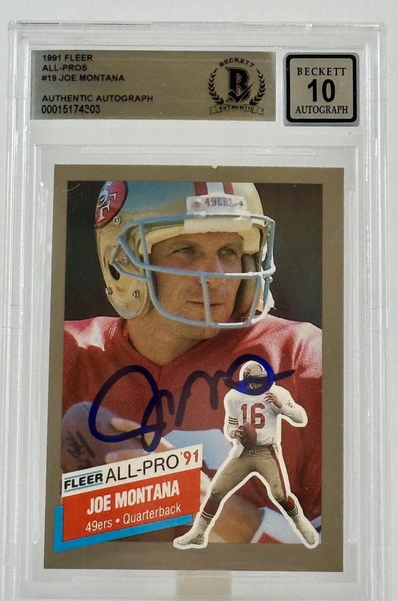 1991 Fleer All-Pros #19 Joe Montana Auto San Francisco 49ers BGS Autograph 10