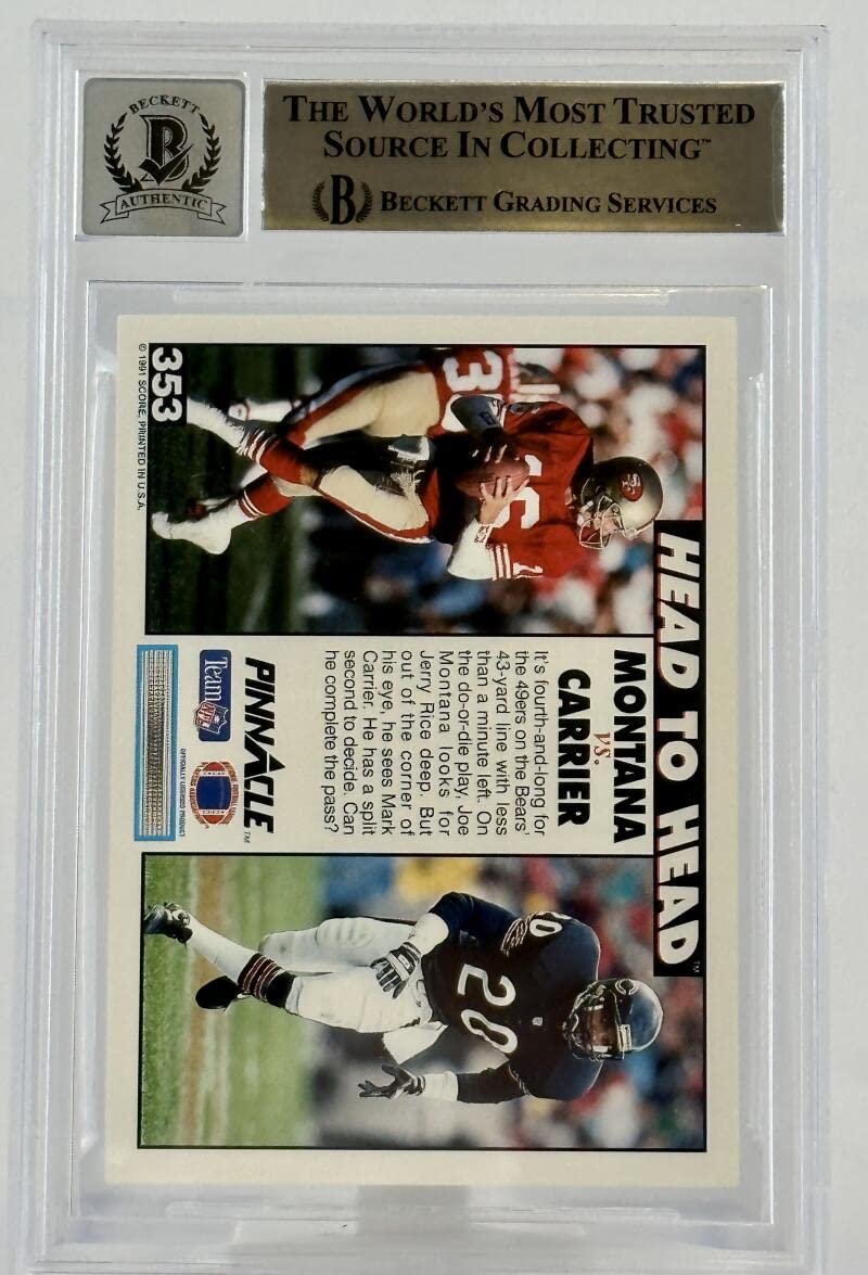 1991 Pinnacle Head to Head #353 Joe Montana Auto SF 49ers BGS Autograph 10